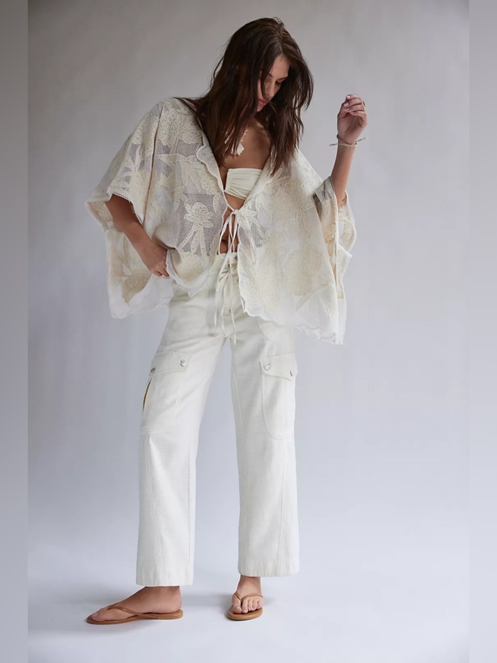 NWOT We The Free Park Ave Pull-On Cargo Cotton Pants in Ivory Medium